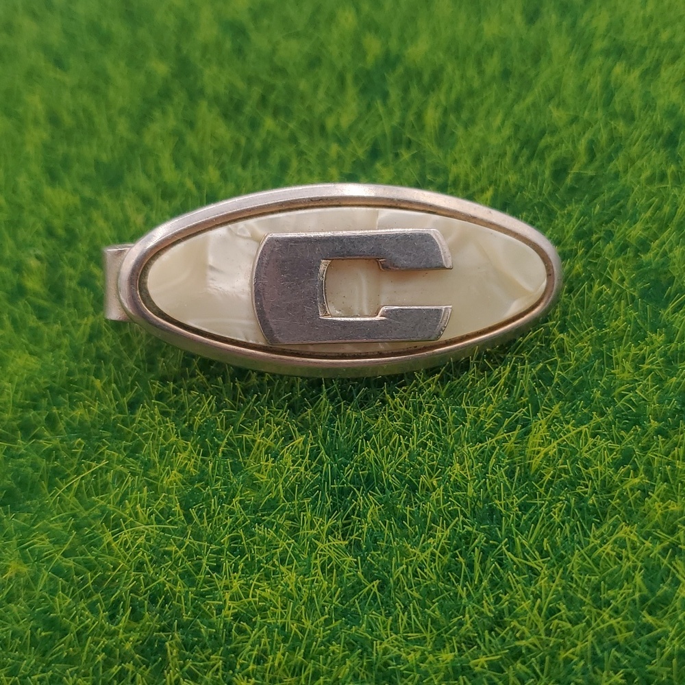 Mother Of Pearl Melt Tie Clip Or Money Clip Overflow Unisex Vintage